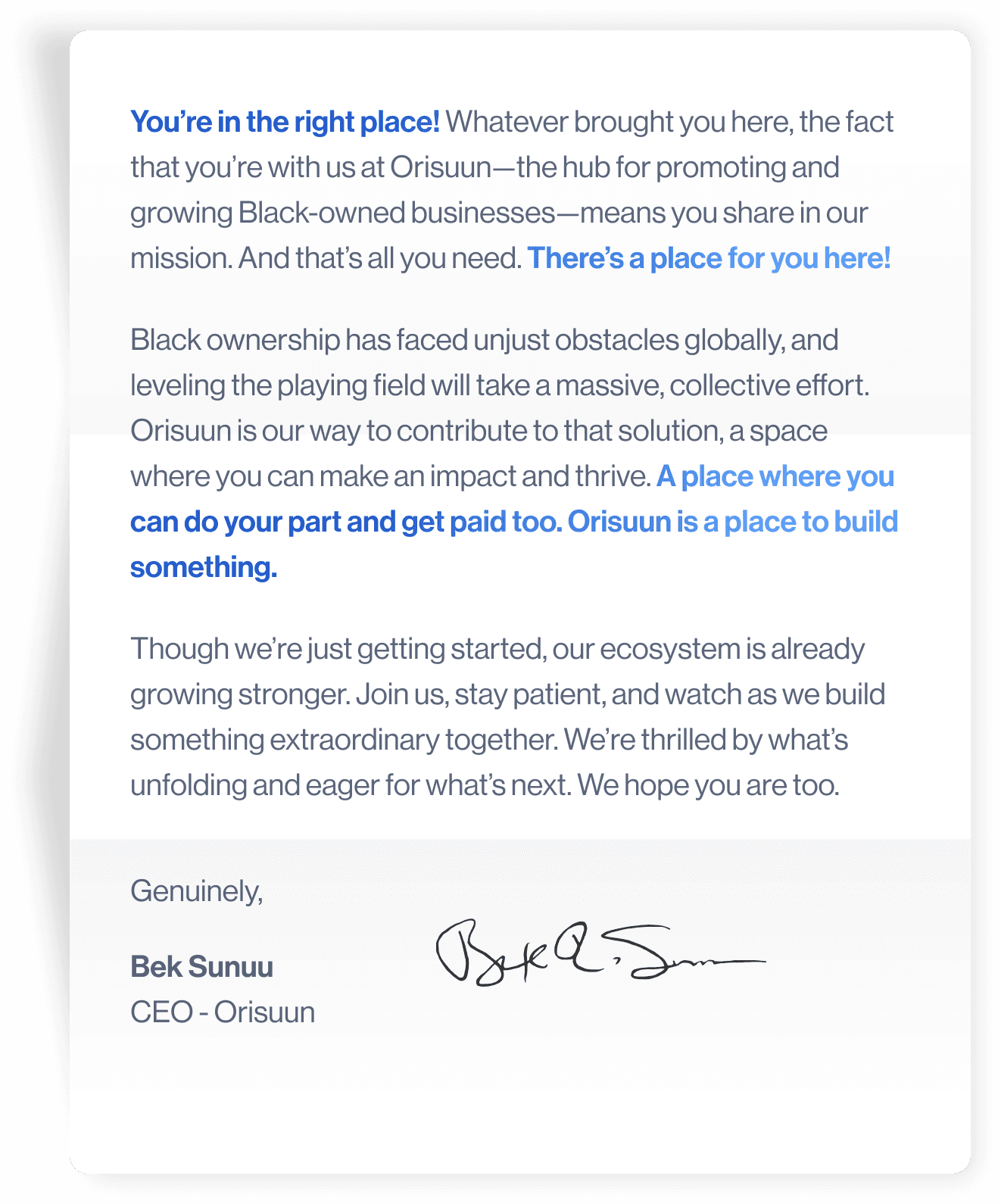 Letter from Ceo