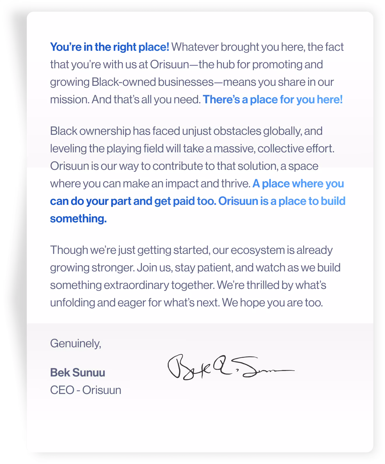 Letter from Ceo